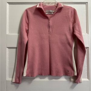 Women’s Tommy Hilfiger Pink and White Long Sleeve Sweater Size Medium